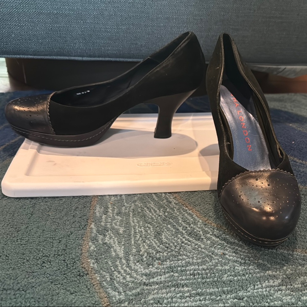 Navy Leather Women's Heels